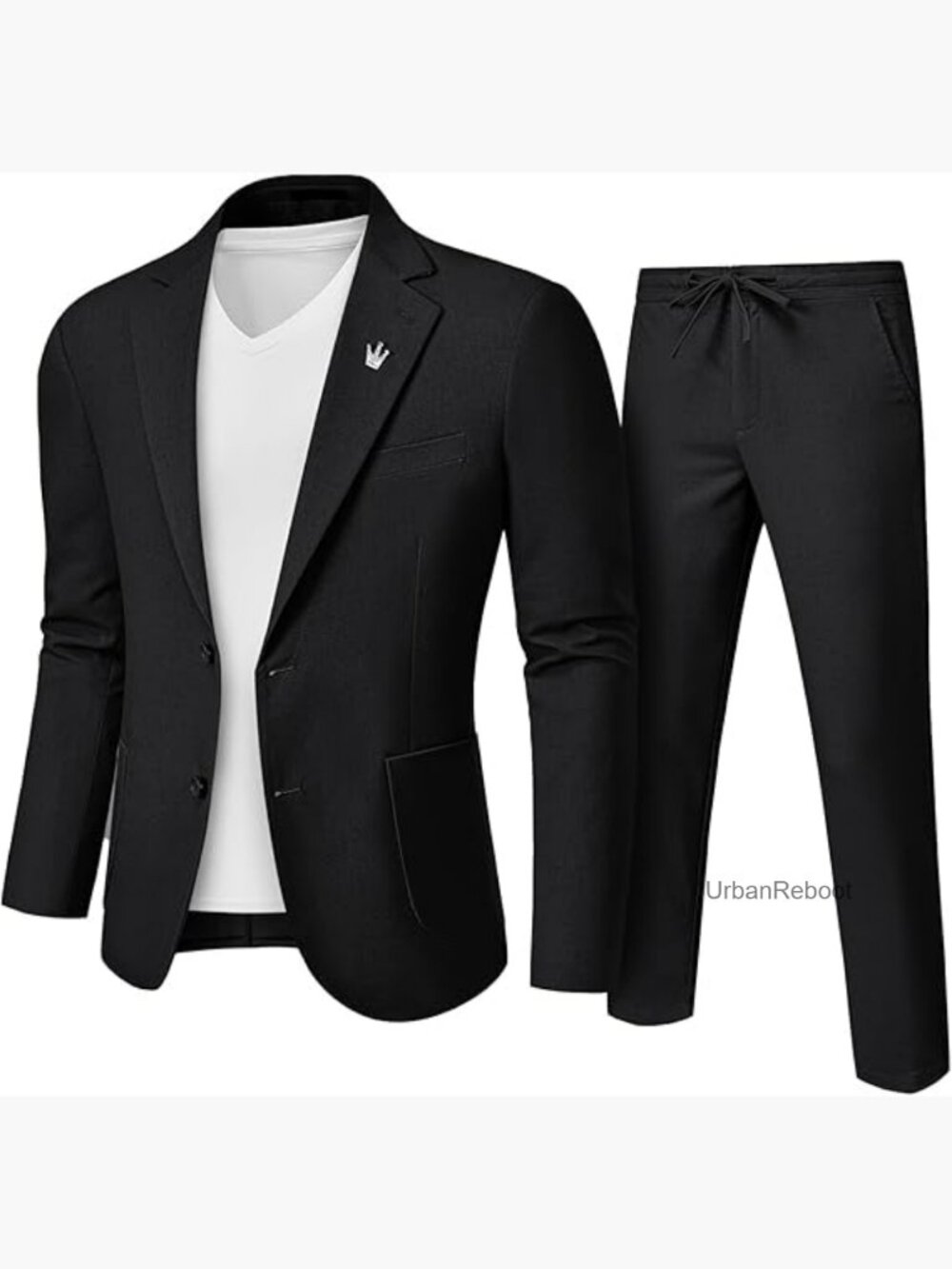Men's 2-Piece Linen Suit Regular Fit Lightweight Blazer and Pants for Wedding
